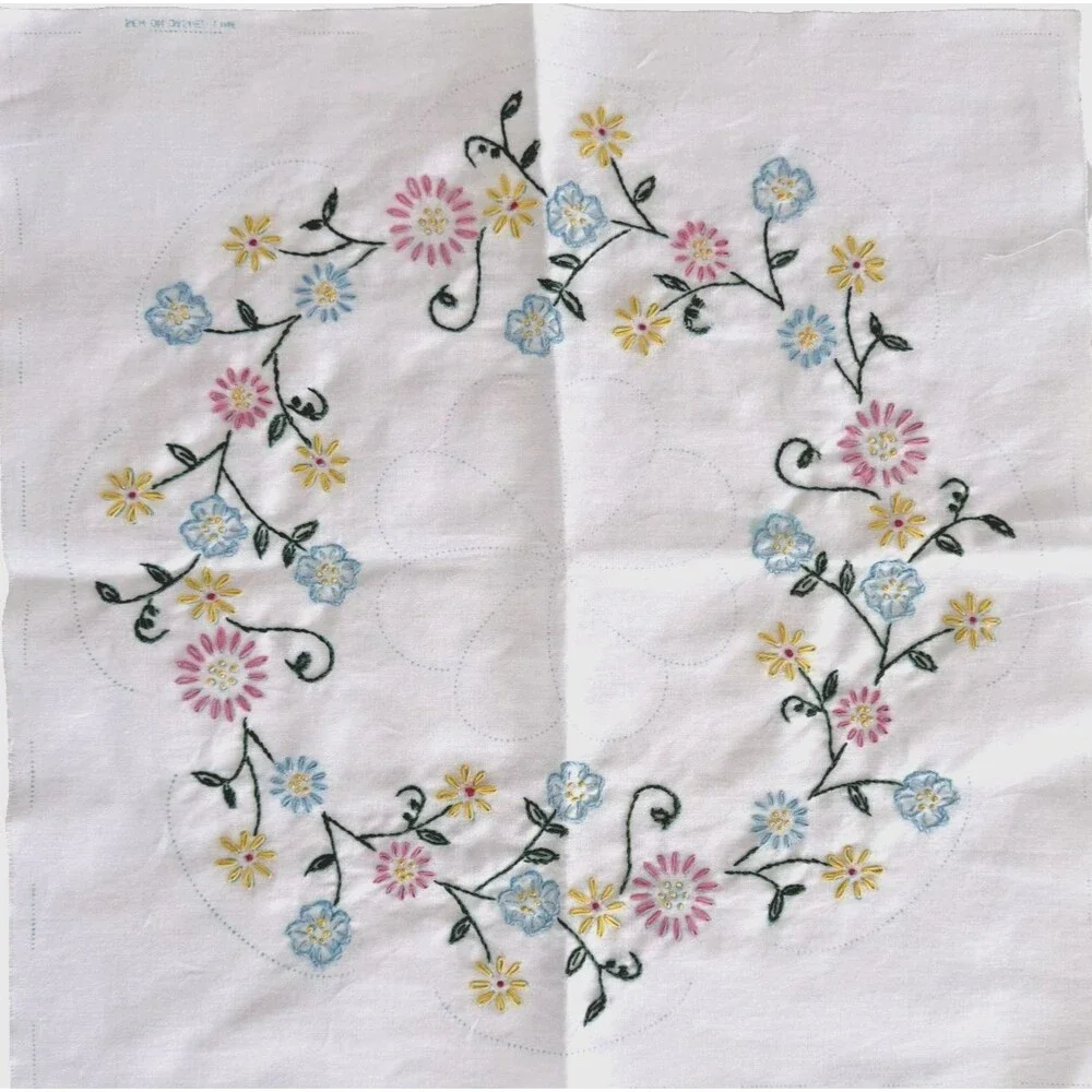 Hand Embroidered Quilt Squares 17.5